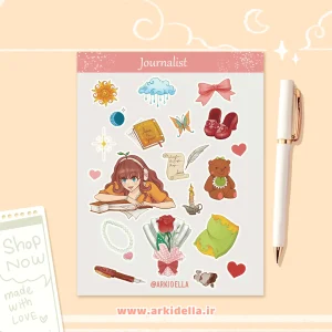 پک استیکر دخترانه و جذاب ژورنالیست (Journalist) سایز A5